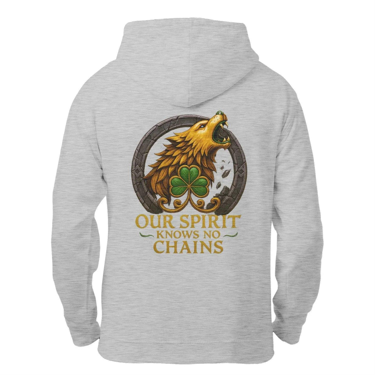 Irish Zip Hoodie - Our Spirit Knows No Chains, Unisex - Celtic Wolfwear