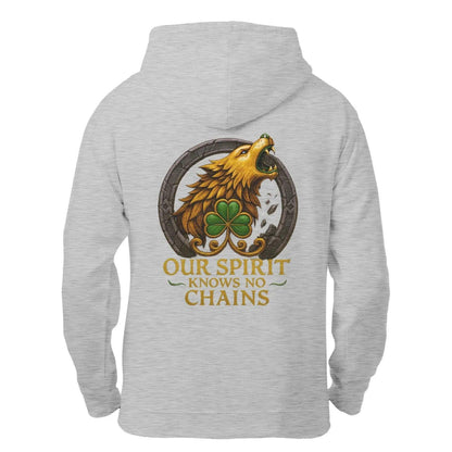 Irish Zip Hoodie - Our Spirit Knows No Chains, Unisex - Celtic Wolfwear