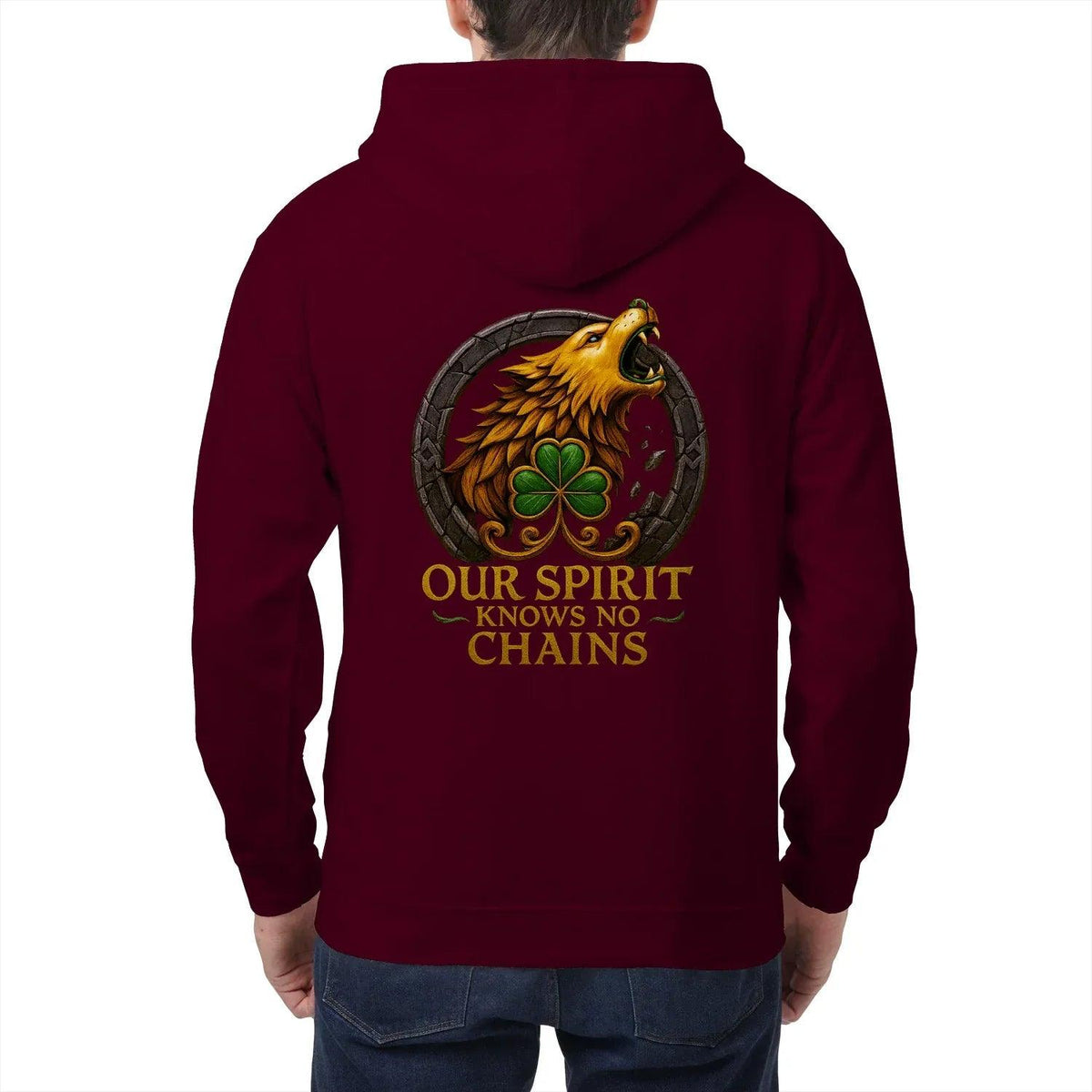 Irish Zip Hoodie - Our Spirit Knows No Chains, Unisex - Celtic Wolfwear