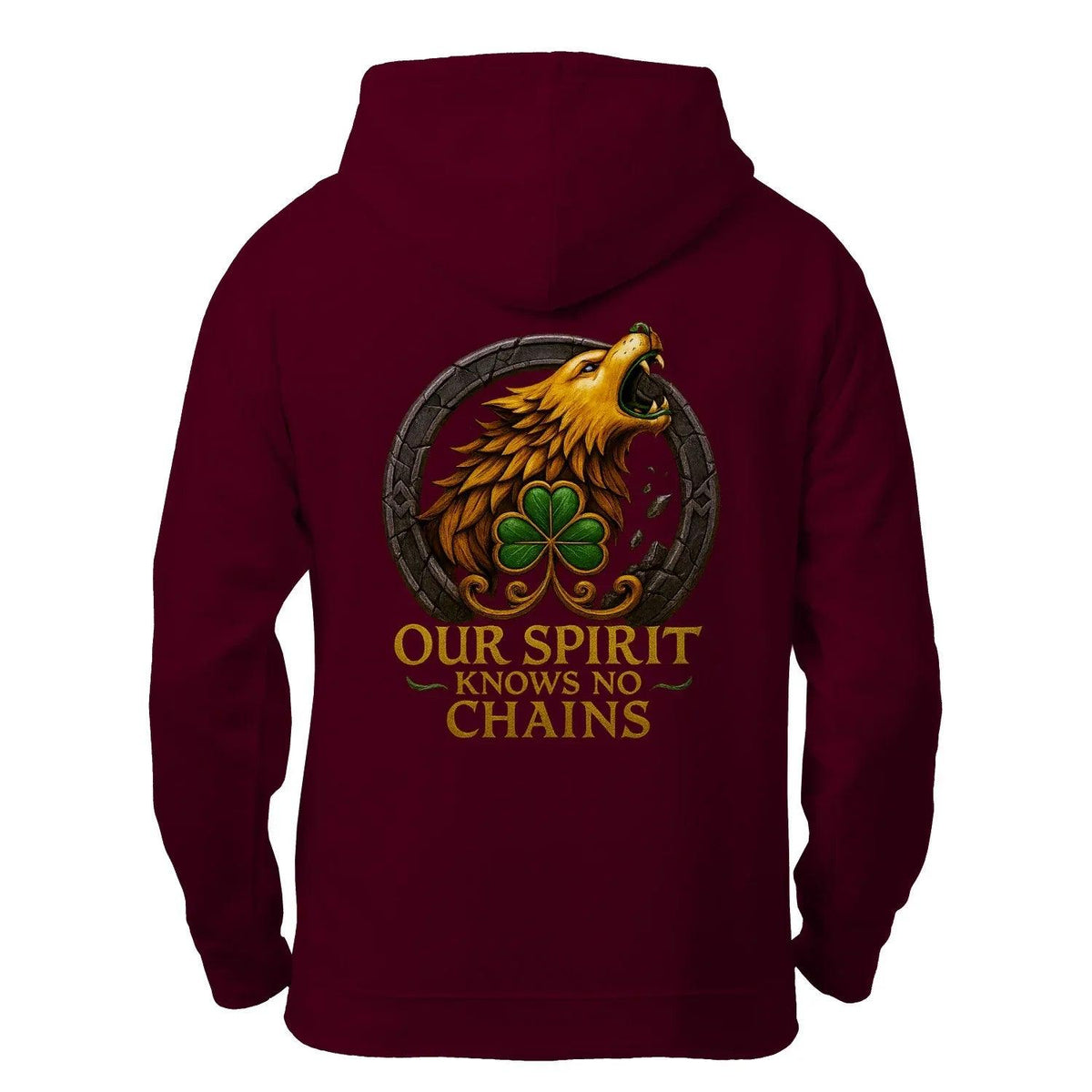 Irish Zip Hoodie - Our Spirit Knows No Chains, Unisex - Celtic Wolfwear