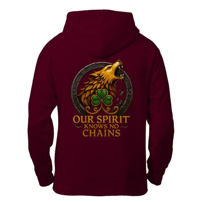 Irish Zip Hoodie - Our Spirit Knows No Chains, Unisex - Celtic Wolfwear