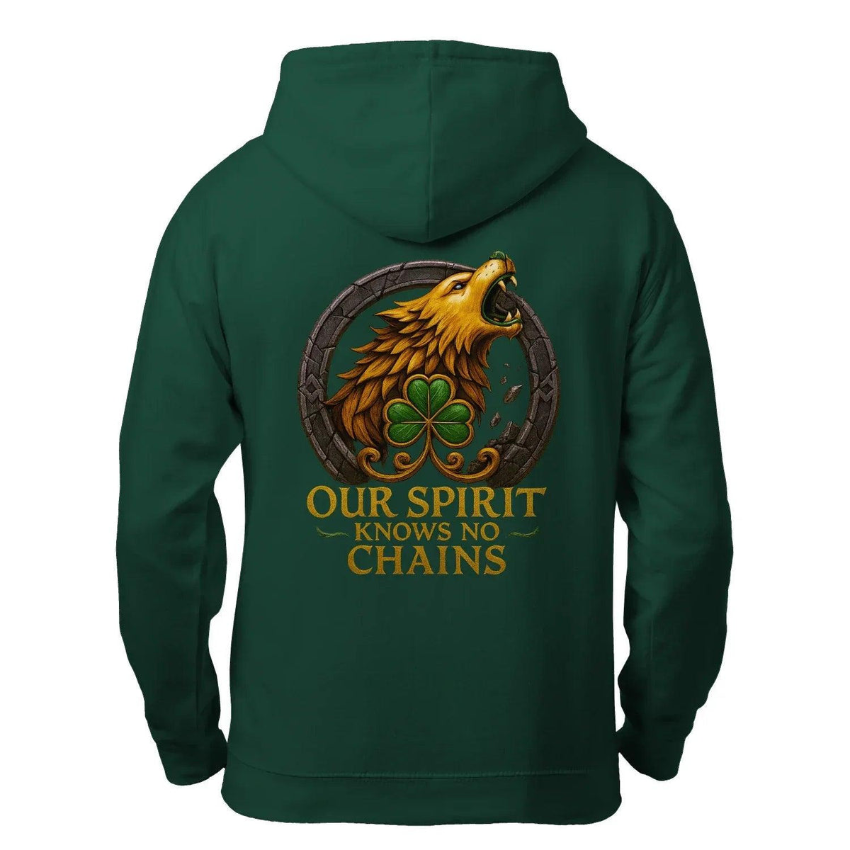 Irish Zip Hoodie - Our Spirit Knows No Chains, Unisex - Celtic Wolfwear