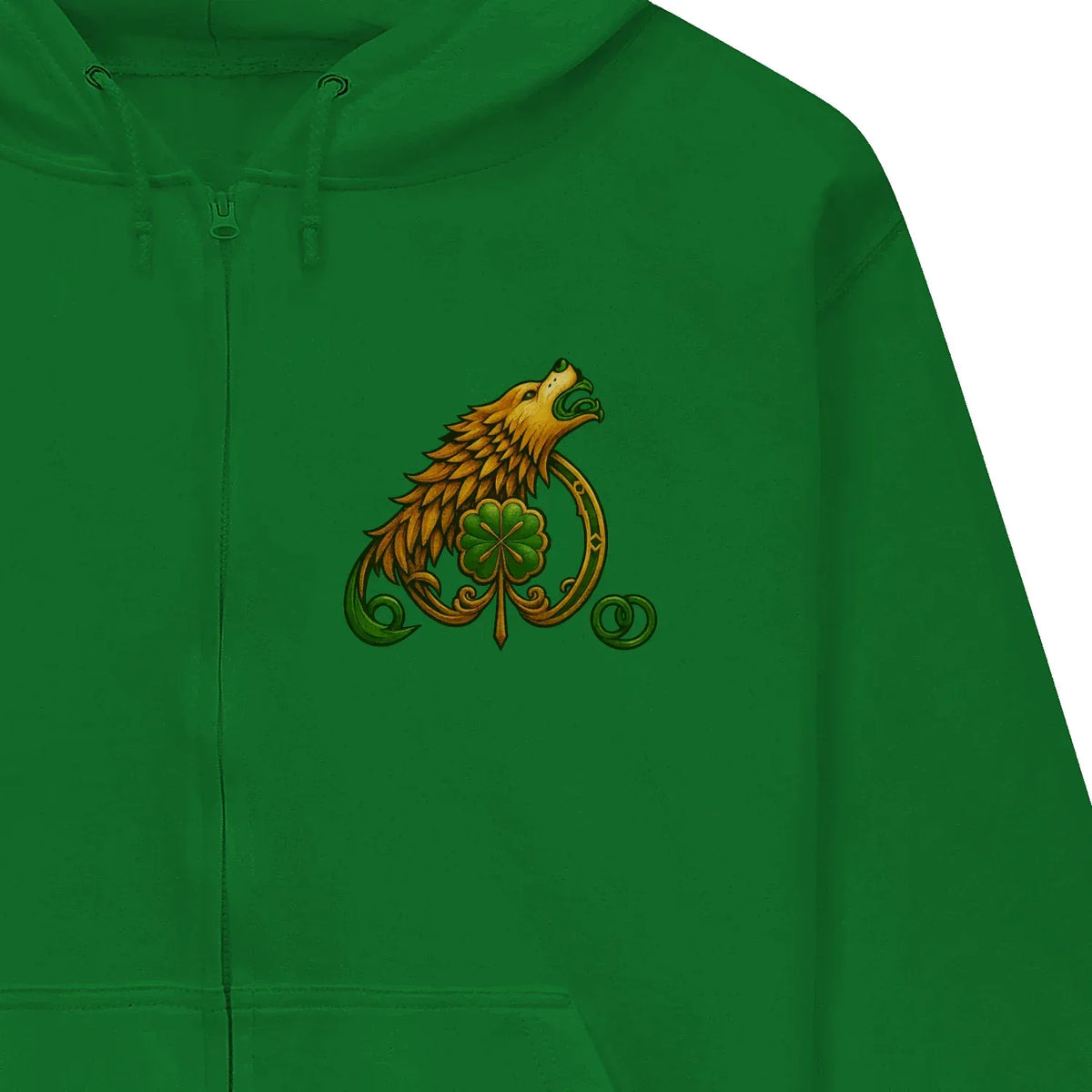 Irish Zip Hoodie - Our Spirit Knows No Chains, Unisex - Celtic Wolfwear