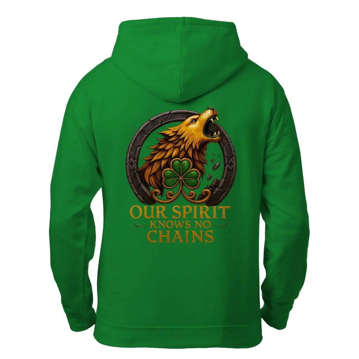 Irish Zip Hoodie - Our Spirit Knows No Chains, Unisex - Celtic Wolfwear