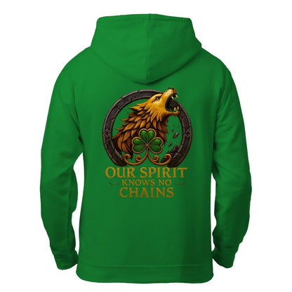 Irish Zip Hoodie - Our Spirit Knows No Chains, Unisex - Celtic Wolfwear