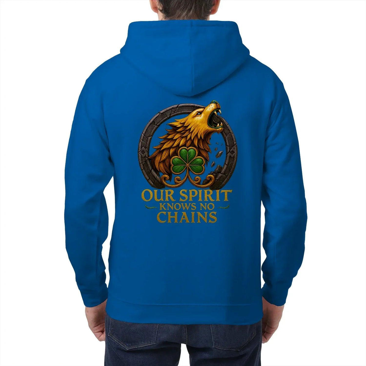 Irish Zip Hoodie - Our Spirit Knows No Chains, Unisex - Celtic Wolfwear