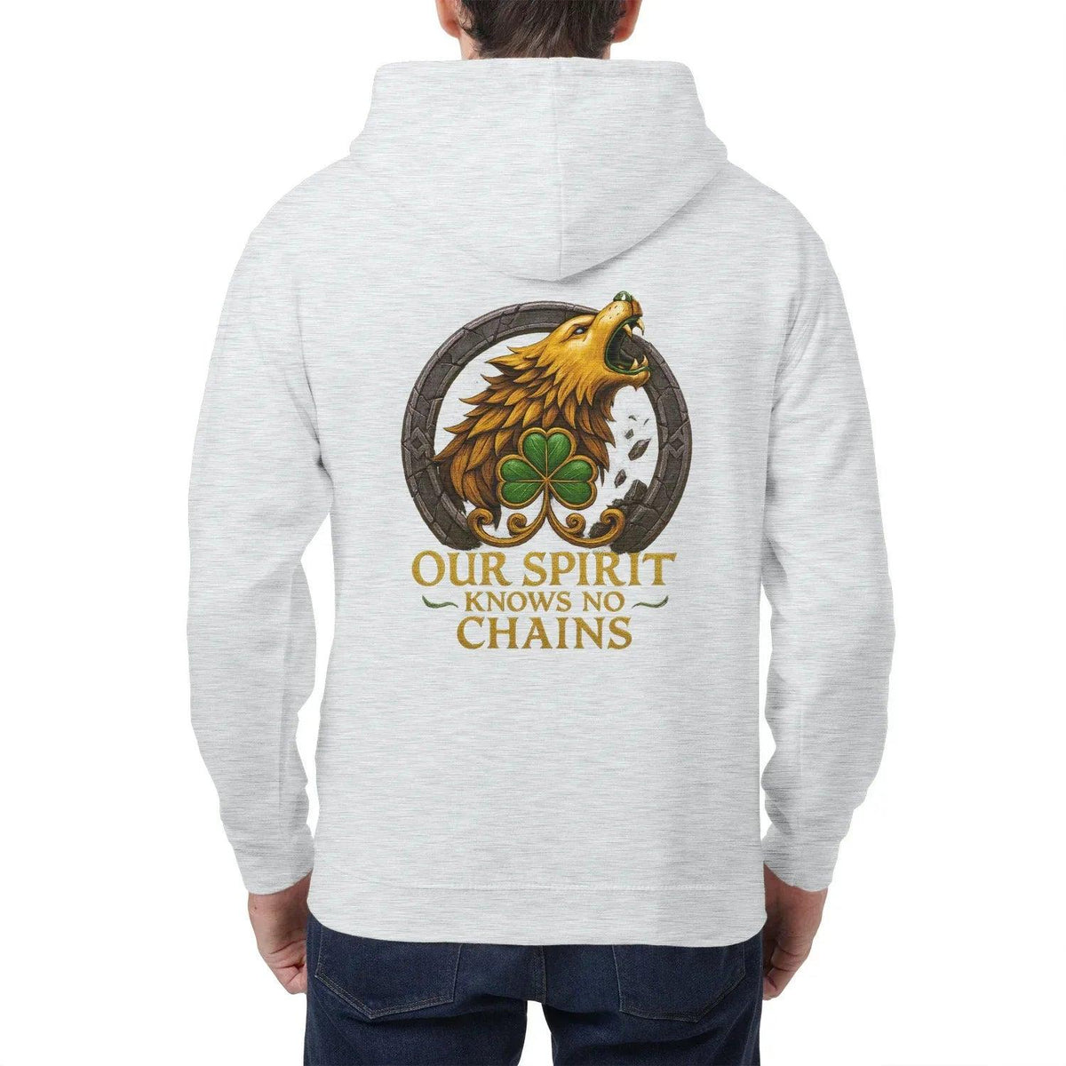 Irish Zip Hoodie - Our Spirit Knows No Chains, Unisex - Celtic Wolfwear