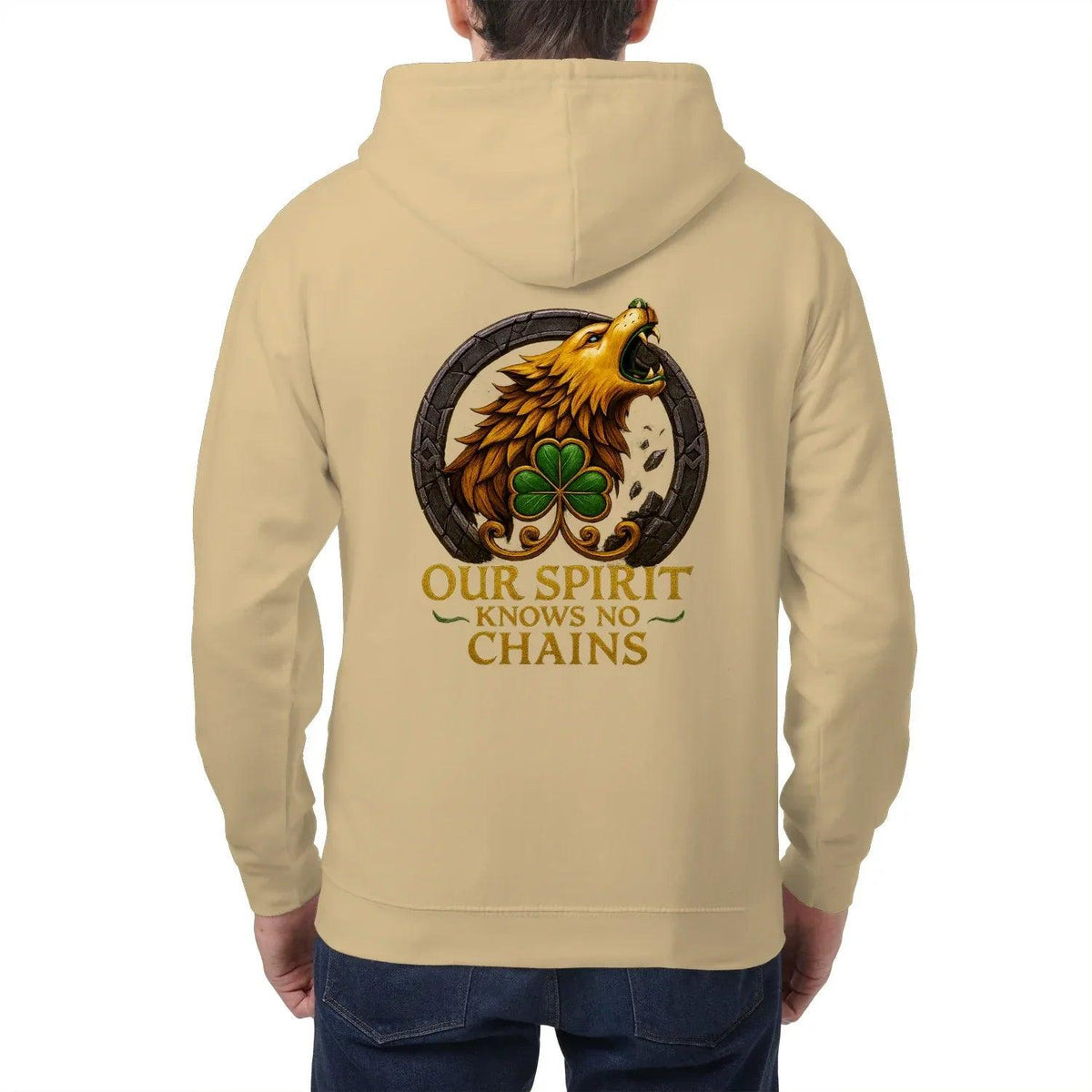 Irish Zip Hoodie - Our Spirit Knows No Chains, Unisex - Celtic Wolfwear