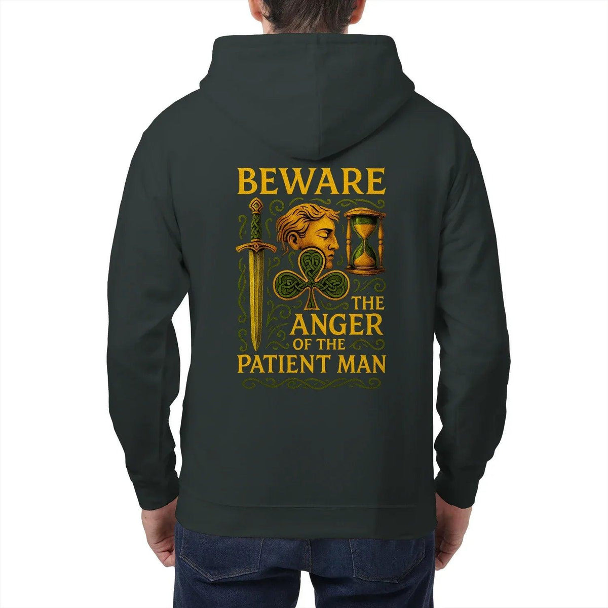 Irish Zip Hoodie - Patient Man Premium Unisex Streetwear - Celtic Wolfwear