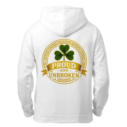 Irish Zip Hoodie - Proud and Unbroken Unisex Streetwear - Celtic Wolfwear
