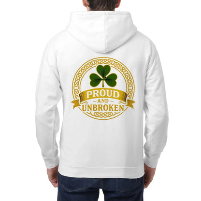 Irish Zip Hoodie - Proud and Unbroken Unisex Streetwear - Celtic Wolfwear