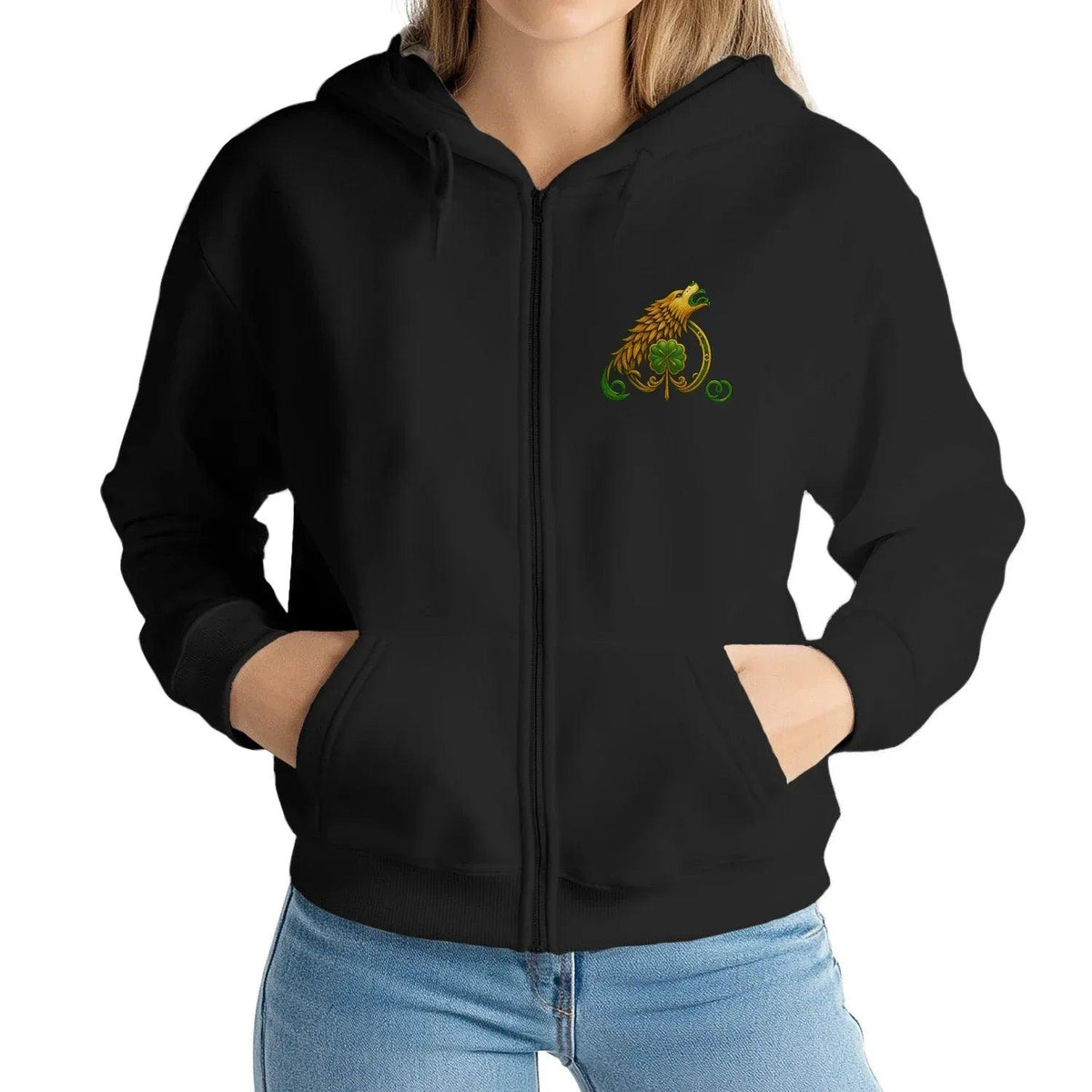 Irish Zip Hoodie - Proud and Unbroken Unisex Streetwear - Celtic Wolfwear