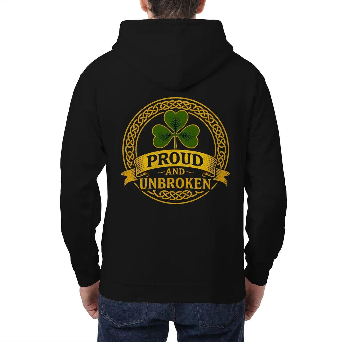 Irish Zip Hoodie - Proud and Unbroken Unisex Streetwear - Celtic Wolfwear