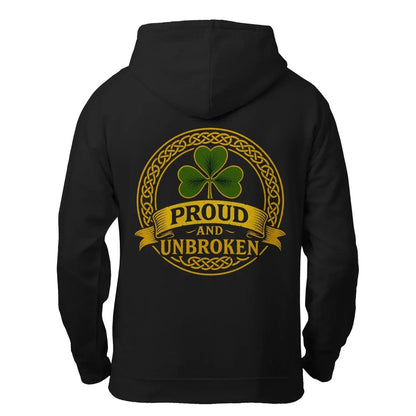 Irish Zip Hoodie - Proud and Unbroken Unisex Streetwear - Celtic Wolfwear