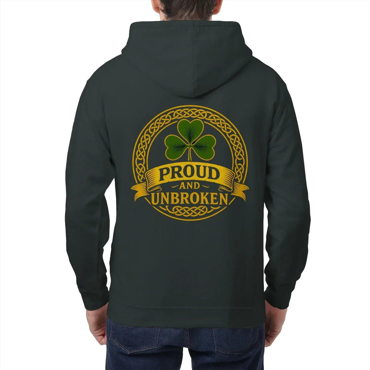 Irish Zip Hoodie - Proud and Unbroken Unisex Streetwear - Celtic Wolfwear