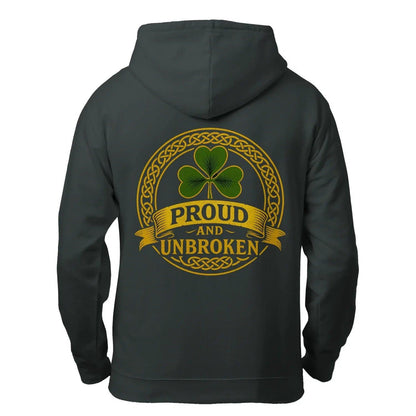 Irish Zip Hoodie - Proud and Unbroken Unisex Streetwear - Celtic Wolfwear