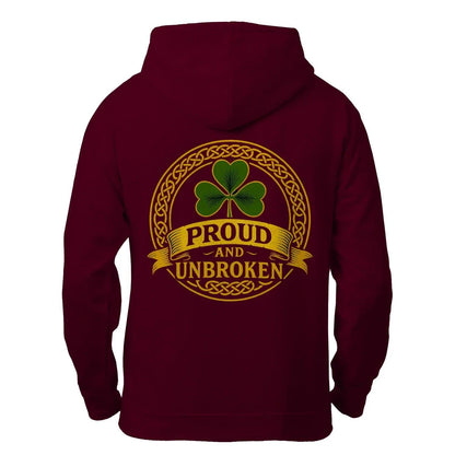 Irish Zip Hoodie - Proud and Unbroken Unisex Streetwear - Celtic Wolfwear