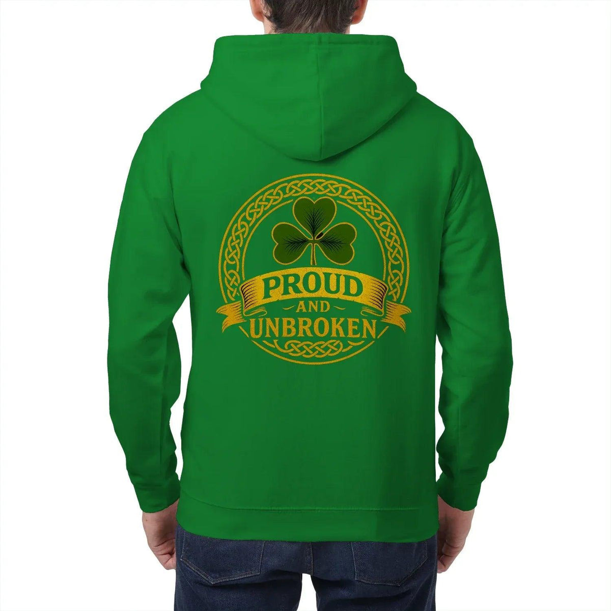 Irish Zip Hoodie - Proud and Unbroken Unisex Streetwear - Celtic Wolfwear