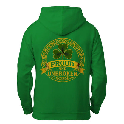 Irish Zip Hoodie - Proud and Unbroken Unisex Streetwear - Celtic Wolfwear