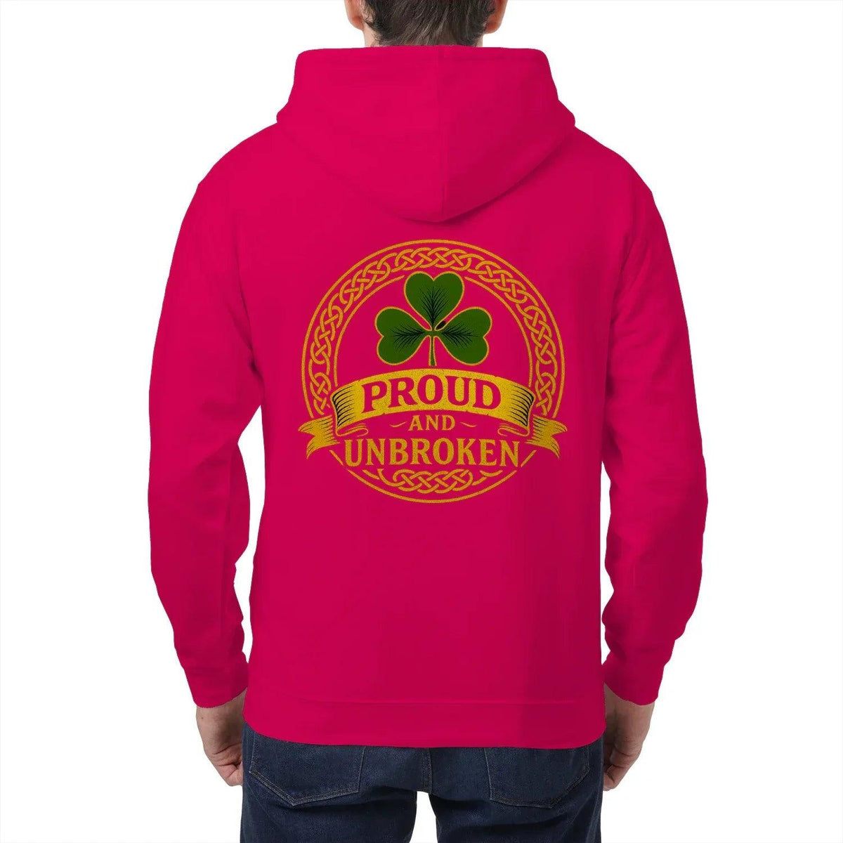 Irish Zip Hoodie - Proud and Unbroken Unisex Streetwear - Celtic Wolfwear