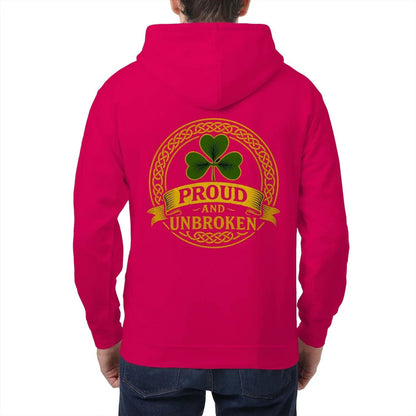 Irish Zip Hoodie - Proud and Unbroken Unisex Streetwear - Celtic Wolfwear