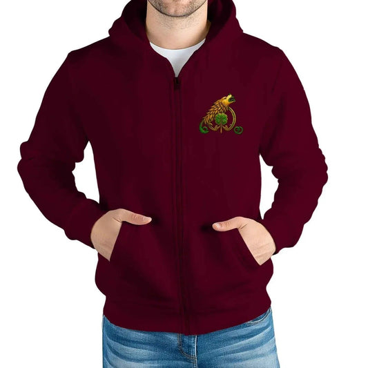 Irish Zip Hoodie - Shamrock and Steel Grey, Unisex - Celtic Wolfwear