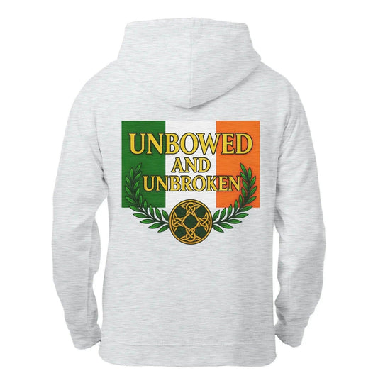 Irish Zip Hoodie - Unbowed and Unbroken Unisex Streetwear - Celtic Wolfwear