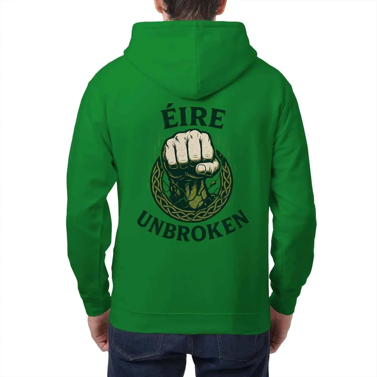 Irish Zip Hoodie - Éire Unbroken, Unisex Matchday Wear - Celtic Wolfwear