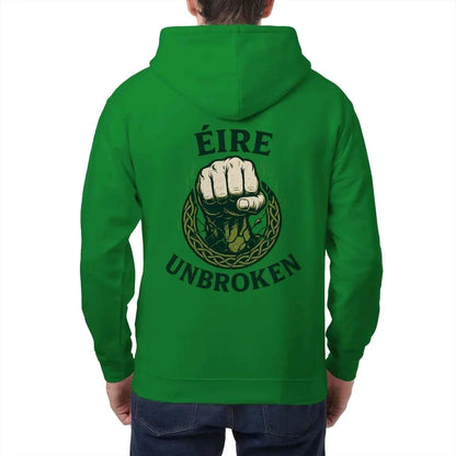 Irish Zip Hoodie - Éire Unbroken, Unisex Matchday Wear - Celtic Wolfwear