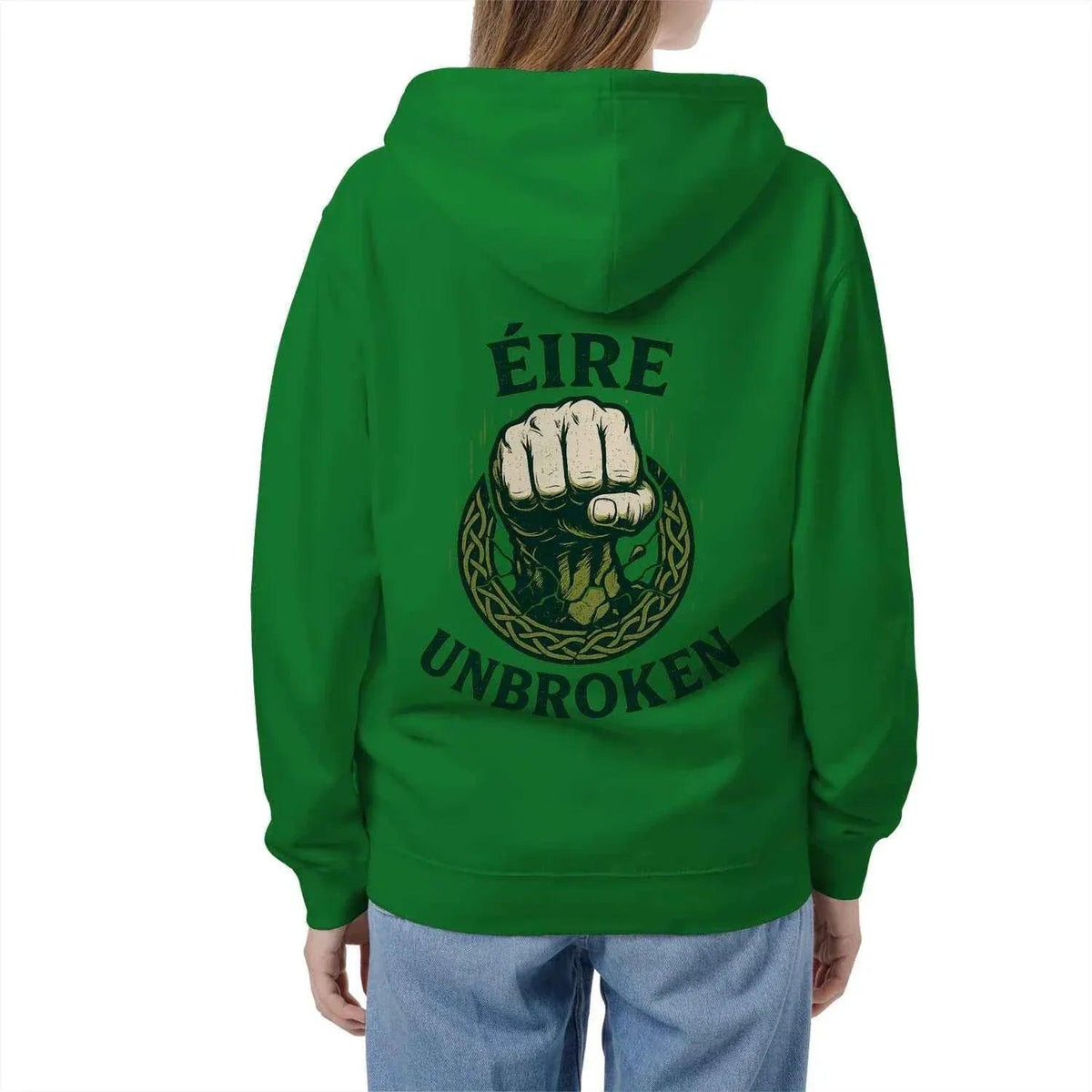 Irish Zip Hoodie - Éire Unbroken, Unisex Matchday Wear - Celtic Wolfwear