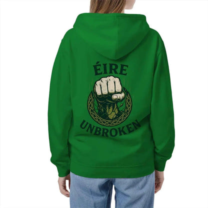 Irish Zip Hoodie - Éire Unbroken, Unisex Matchday Wear - Celtic Wolfwear