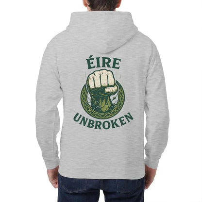 Irish Zip Hoodie - Éire Unbroken, Unisex Matchday Wear - Celtic Wolfwear