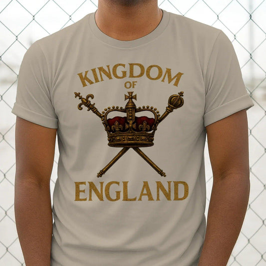 Kingdom of England T-Shirt – Crown Sceptre & Orb Graphic - Celtic Wolfwear