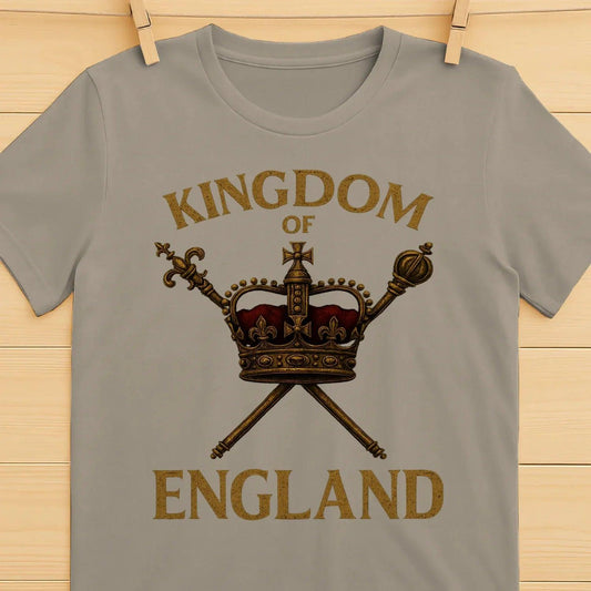 Kingdom of England T-Shirt – Crown Sceptre & Orb Graphic - Celtic Wolfwear