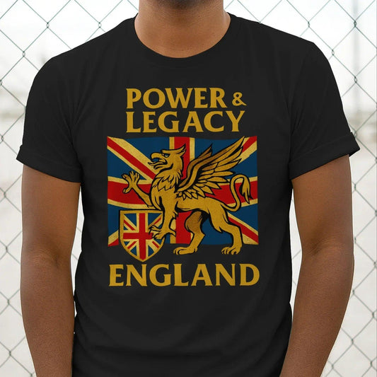 Power & Legacy Golden Dragon England T-Shirt – Heritage Tee - Celtic Wolfwear
