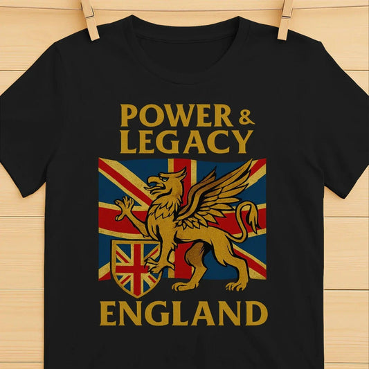 Power & Legacy Golden Dragon England T-Shirt – Heritage Tee - Celtic Wolfwear