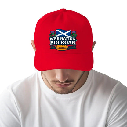Scottish Baseball Cap - Wee Nation Big Roar, Adjustable - Celtic Wolfwear