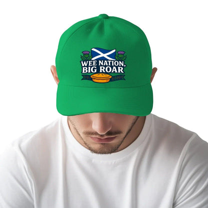 Scottish Baseball Cap - Wee Nation Big Roar, Adjustable - Celtic Wolfwear