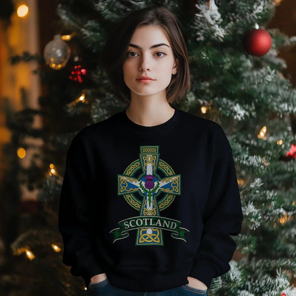 Scottish Sweatshirt - Cross, Unisex Matchday Streetwear - Celtic Wolfwear