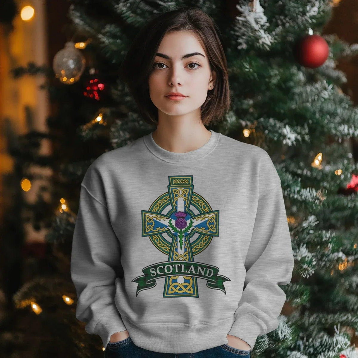 Scottish Sweatshirt - Cross, Unisex Matchday Streetwear - Celtic Wolfwear