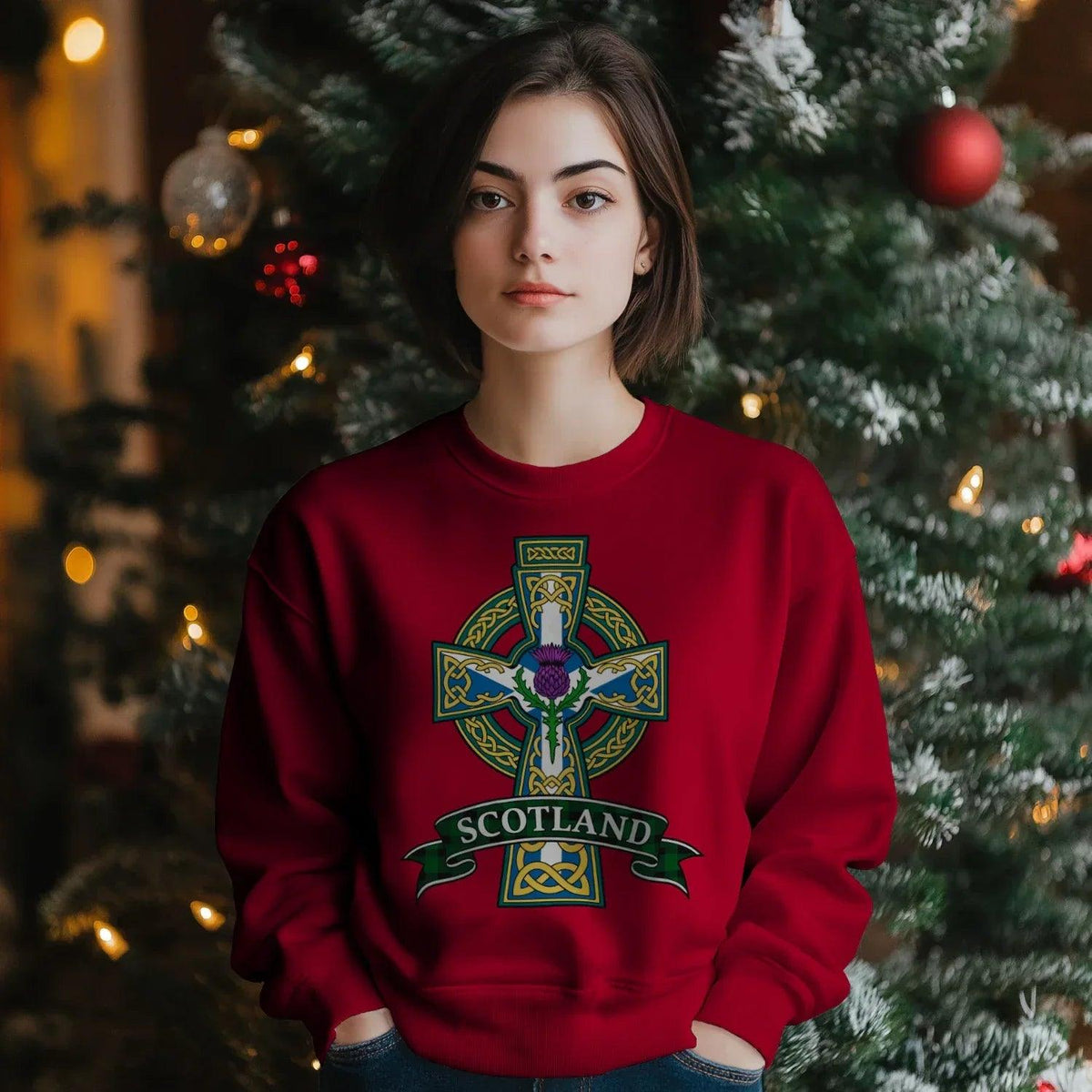 Scottish Sweatshirt - Cross, Unisex Matchday Streetwear - Celtic Wolfwear