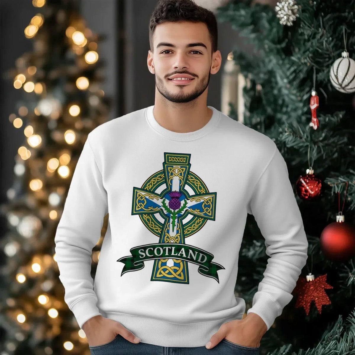 Scottish Sweatshirt - Cross, Unisex Matchday Streetwear - Celtic Wolfwear