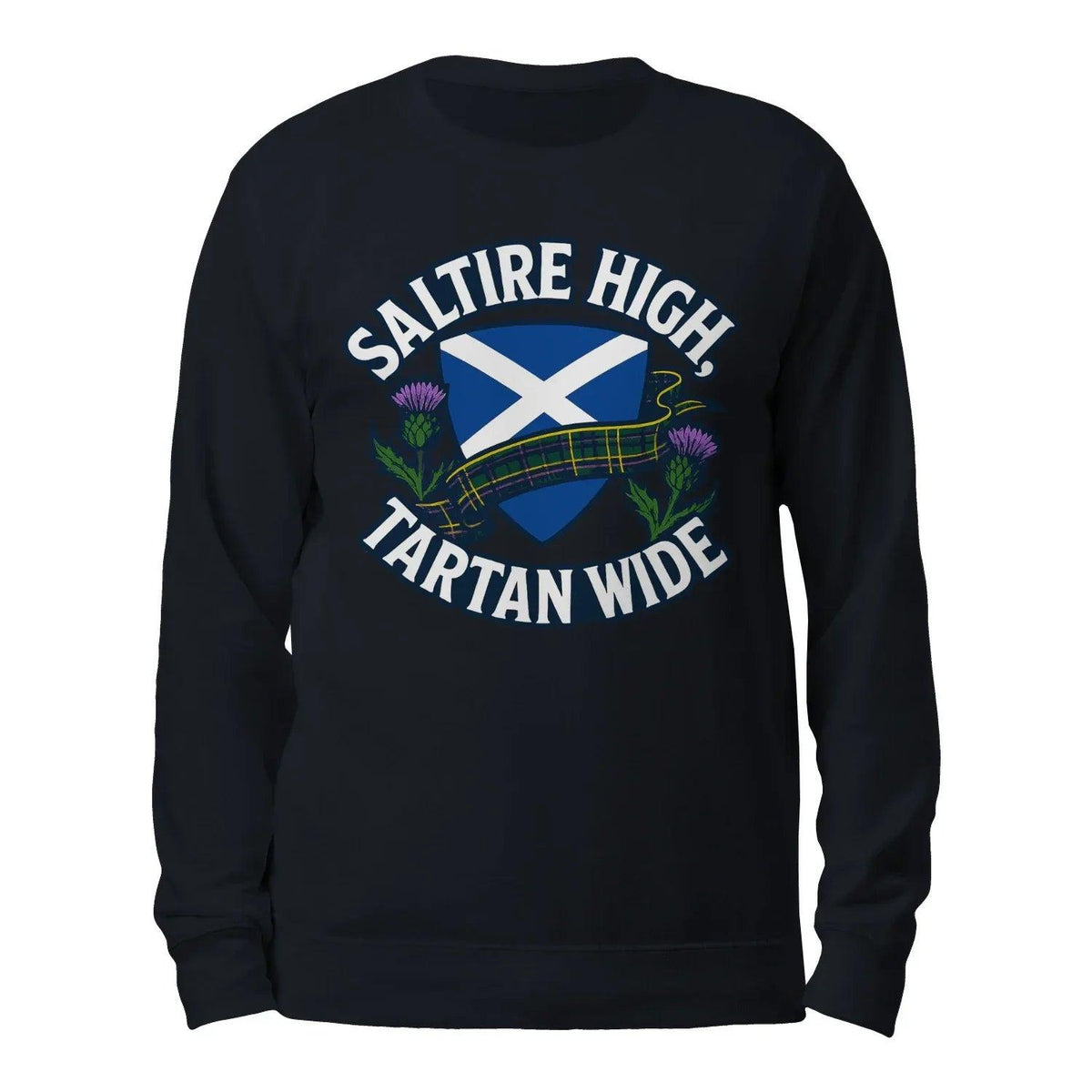 Scottish Sweatshirt - Saltire High Tartan Wide, Unisex - Celtic Wolfwear