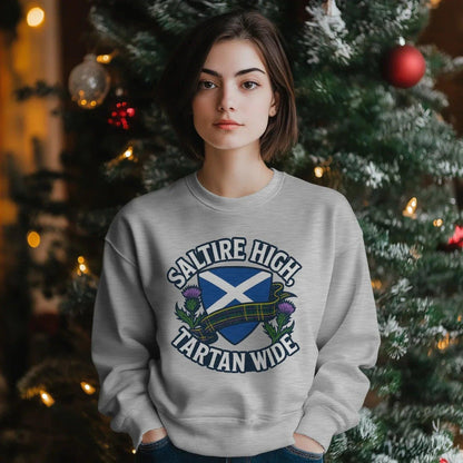 Scottish Sweatshirt - Saltire High Tartan Wide, Unisex - Celtic Wolfwear