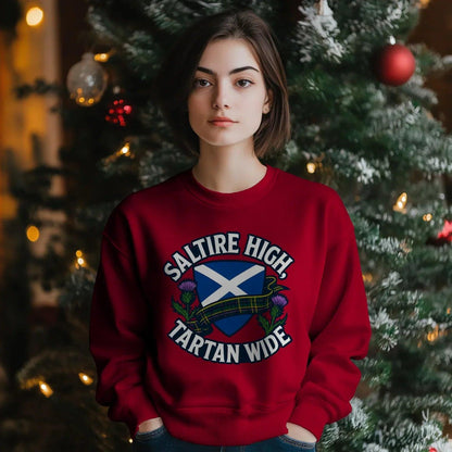 Scottish Sweatshirt - Saltire High Tartan Wide, Unisex - Celtic Wolfwear
