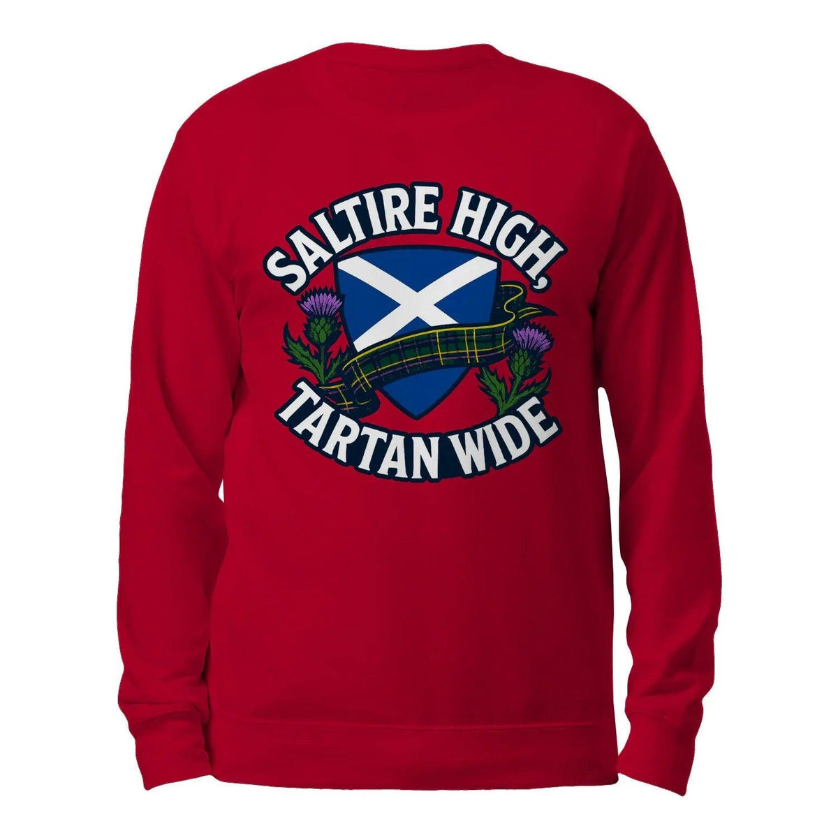 Scottish Sweatshirt - Saltire High Tartan Wide, Unisex - Celtic Wolfwear