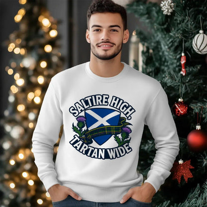 Scottish Sweatshirt - Saltire High Tartan Wide, Unisex - Celtic Wolfwear