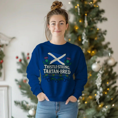 Scottish Sweatshirt - Thistle Strong Tartan Fan, Unisex - Celtic Wolfwear