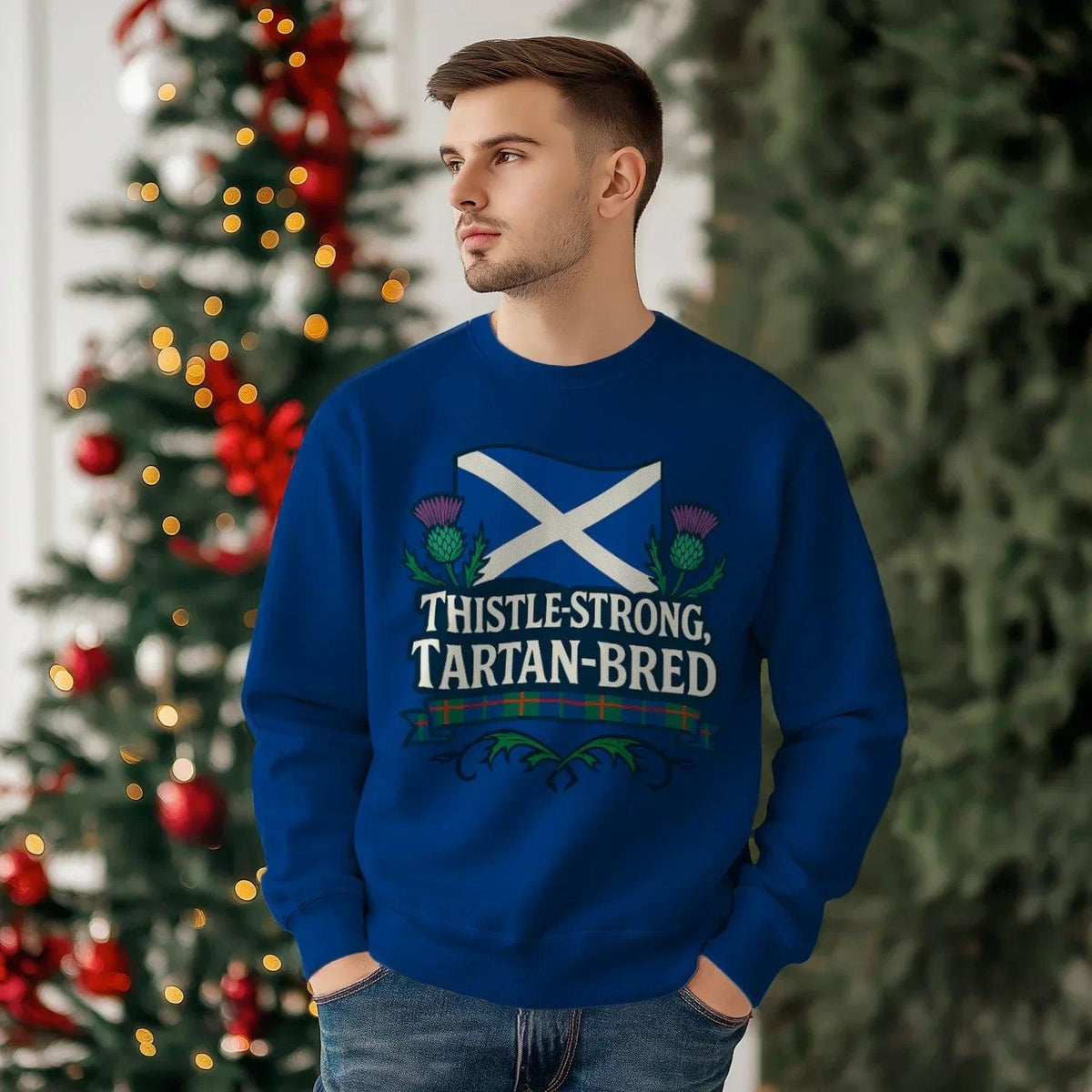 Scottish Sweatshirt - Thistle Strong Tartan Fan, Unisex - Celtic Wolfwear