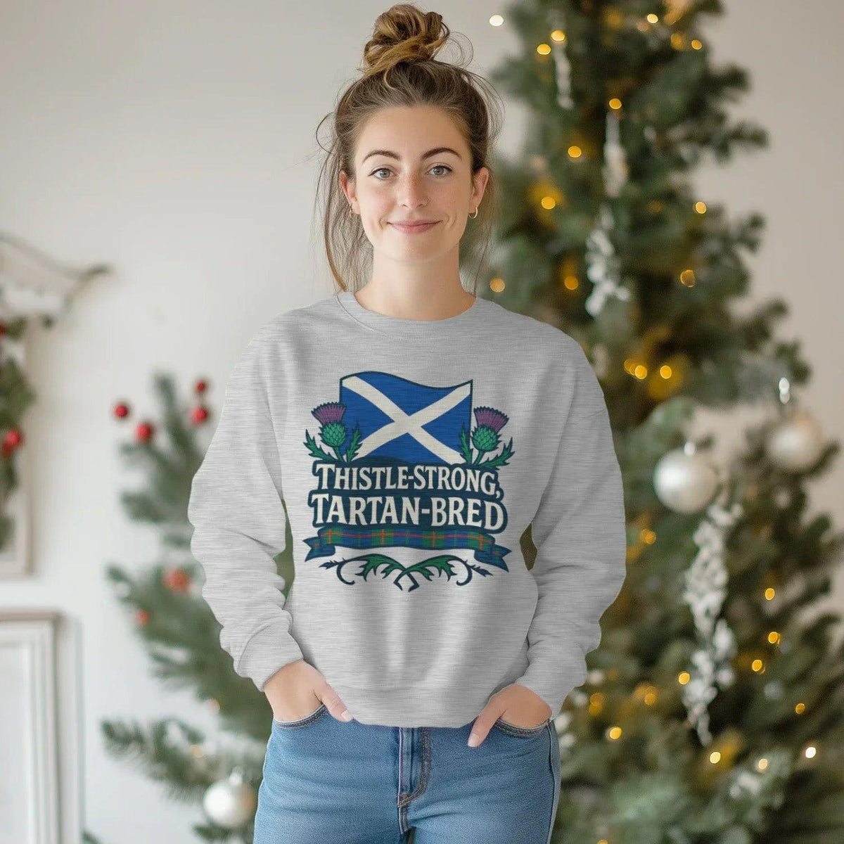 Scottish Sweatshirt - Thistle Strong Tartan Fan, Unisex - Celtic Wolfwear